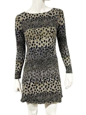 Boden Mia Geo Dot Midi Knit Jersey Sheath Dress Y2K Animal Print